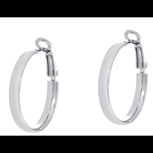 Jewelry - LAST 1 🌺 (925) 1" ROUND HOOP EARRINGS